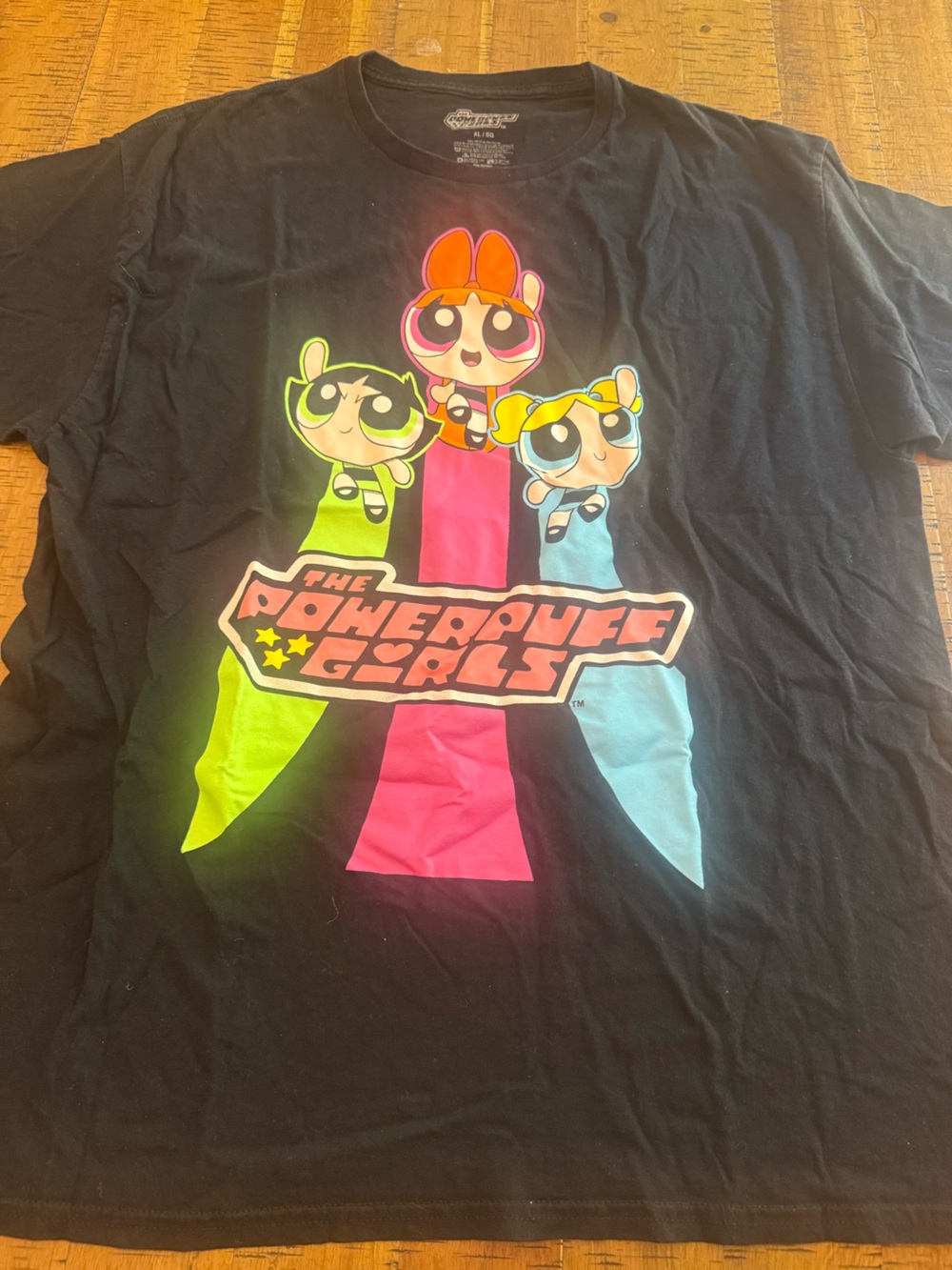 The Powerpuff Girls Women xl Graphic Tee - Black with Neon Accents